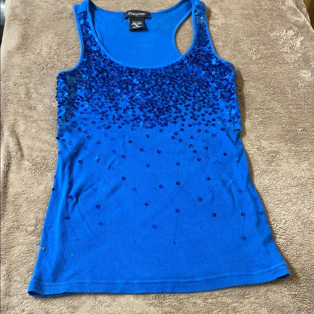 Fleurish size M blue tank top